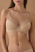 1900 Dekolte Tül Push Up Sütyen - Ten