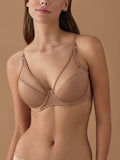 1900 Dekolte Tül Push Up Sütyen - Latte