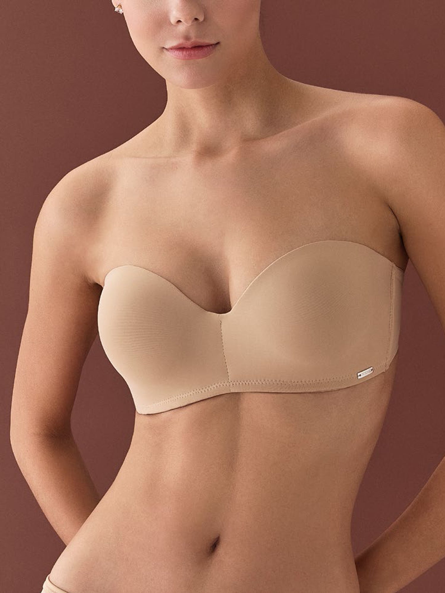 1700 Lotus Push Up Straplez Sütyen - Ten